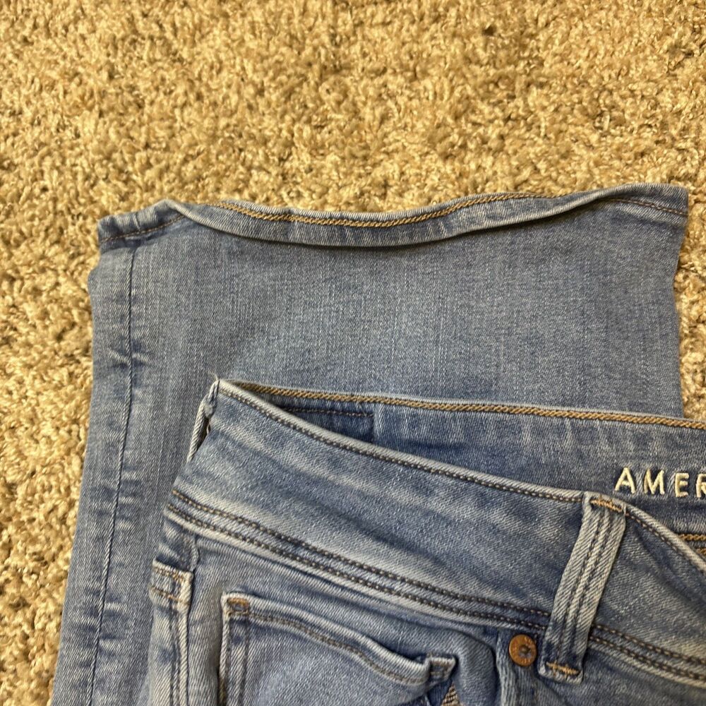 American Eagle Jeans Womens 14 Blue Kick Boot Bootcut Mid Rise Stretch Faded - Picture 3 of 15